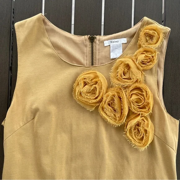 VINTAGE RETRO 70s ESLEY 3-D ROSE APPLIQUE SHEATH MINI DRESS!! - Picture 2 of 9